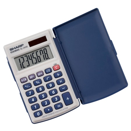 Sharp Sharp Blue/Gray 8 digit Solar Powered Pocket Calculator EL243SB